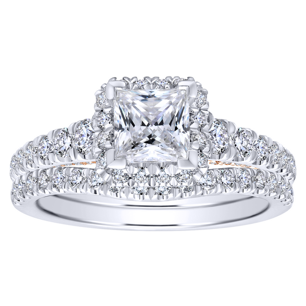 14k White/Rose Gold Princess Cut Halo Diamond Engagement Ring Image 4 The Ring Austin Round Rock, TX
