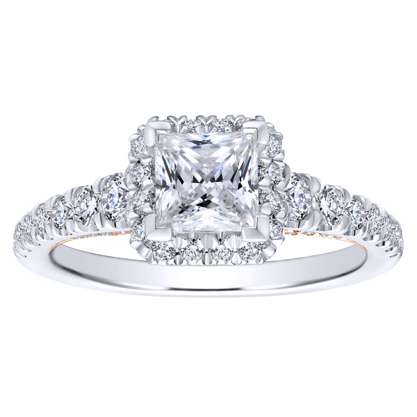 14k White/Rose Gold Princess Cut Halo Diamond Engagement Ring Image 5 The Ring Austin Round Rock, TX