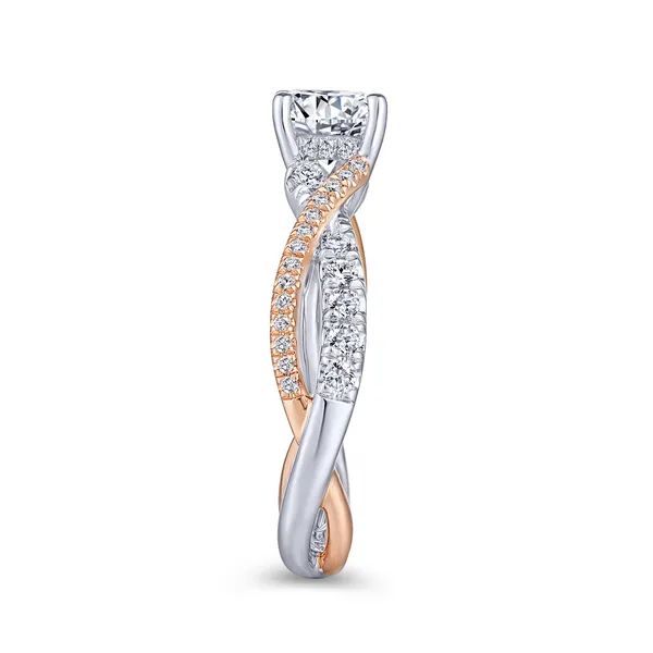 14k White/Rose Gold Round Twisted Diamond Engagement Ring Image 5 The Ring Austin Round Rock, TX