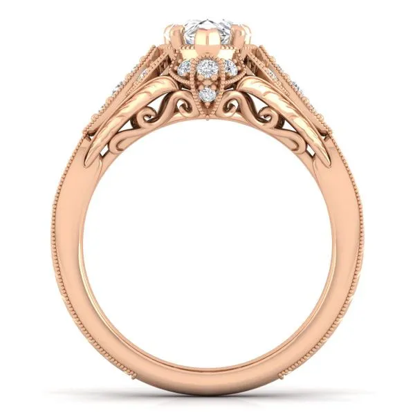 Vintage 14k Rose Gold Pear Shape Halo Diamond Engagement Ring Image 3 The Ring Austin Round Rock, TX