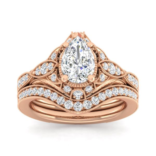 Vintage 14k Rose Gold Pear Shape Halo Diamond Engagement Ring Image 4 The Ring Austin Round Rock, TX