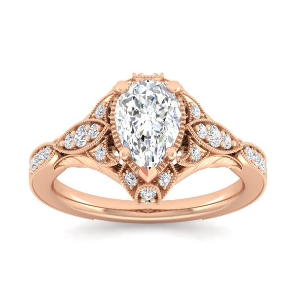Vintage 14k Rose Gold Pear Shape Halo Diamond Engagement Ring Image 5 The Ring Austin Round Rock, TX