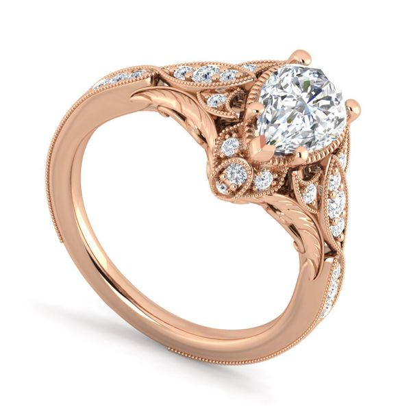 Vintage 14k Rose Gold Pear Shape Halo Diamond Engagement Ring The Ring Austin Round Rock, TX