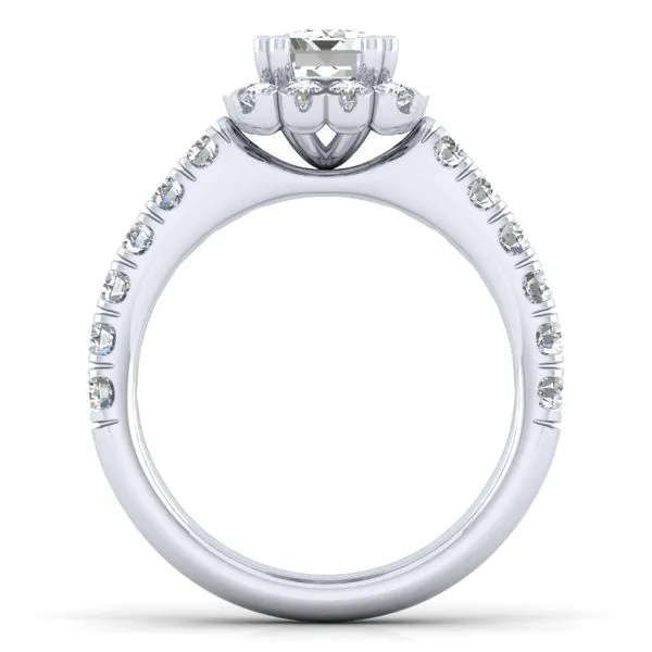 14k White Gold Emerald Cut Halo  Diamond Engagement Ring Image 3 The Ring Austin Round Rock, TX