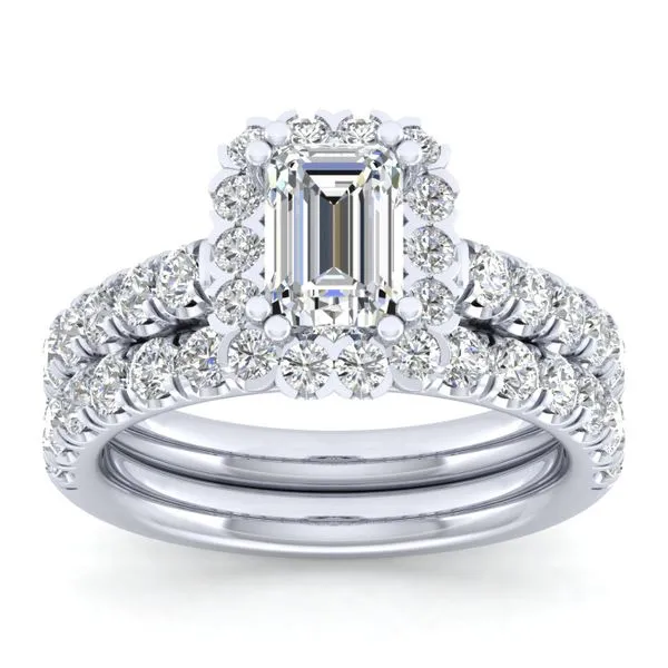 14k White Gold Emerald Cut Halo  Diamond Engagement Ring Image 4 The Ring Austin Round Rock, TX