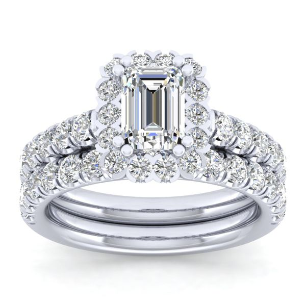 14k White Gold Emerald Cut Halo  Diamond Engagement Ring Image 4 The Ring Austin Round Rock, TX