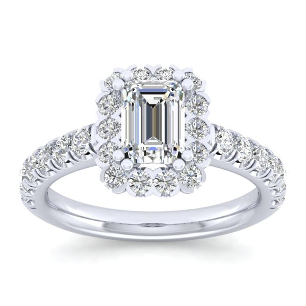 14k White Gold Emerald Cut Halo  Diamond Engagement Ring Image 5 The Ring Austin Round Rock, TX