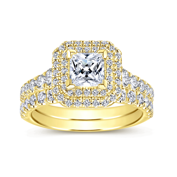 14k Yellow Gold Cushion Cut Double Halo Diamond Engagement Ring Image 4 The Ring Austin Round Rock, TX