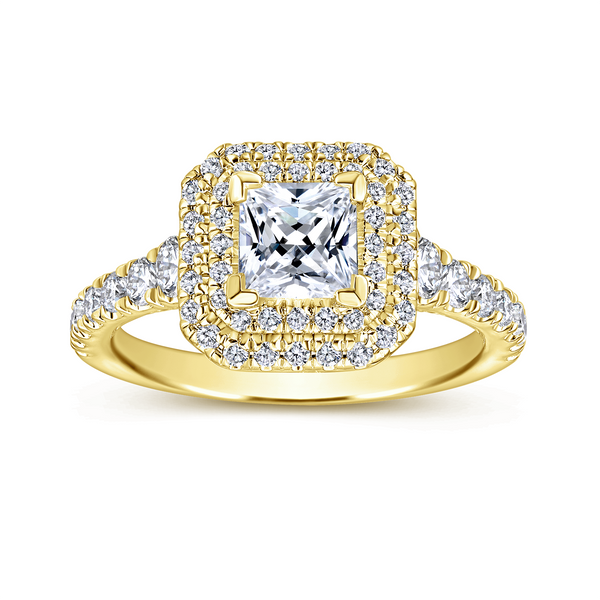 14k Yellow Gold Cushion Cut Double Halo Diamond Engagement Ring Image 5 The Ring Austin Round Rock, TX