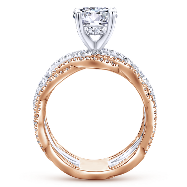 14k White/Rose Gold Round Twisted Diamond Engagement Ring Image 3 The Ring Austin Round Rock, TX
