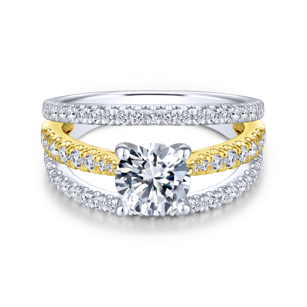14k Yellow/white Gold Round Split Shank Diamond Engagement Ring Image 2 The Ring Austin Round Rock, TX