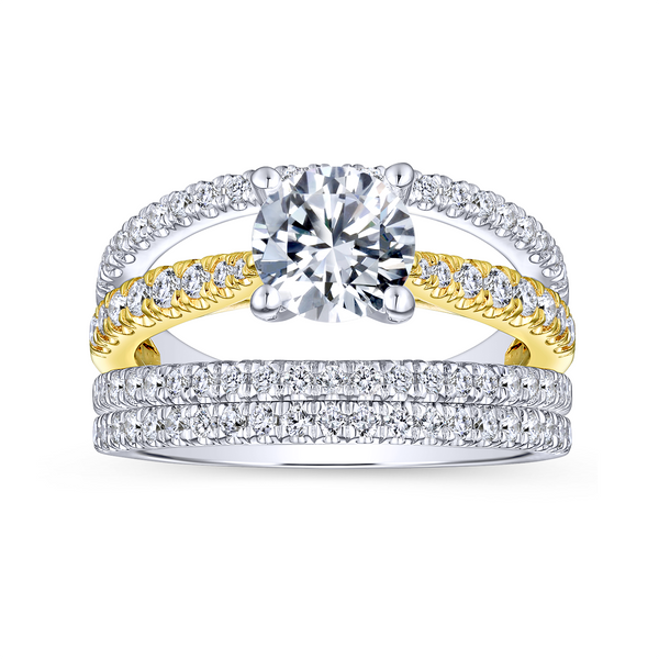 14k Yellow/white Gold Round Split Shank Diamond Engagement Ring Image 4 The Ring Austin Round Rock, TX