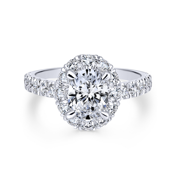 14k White Gold Oval Halo Diamond Engagement Ring Image 2 The Ring Austin Round Rock, TX