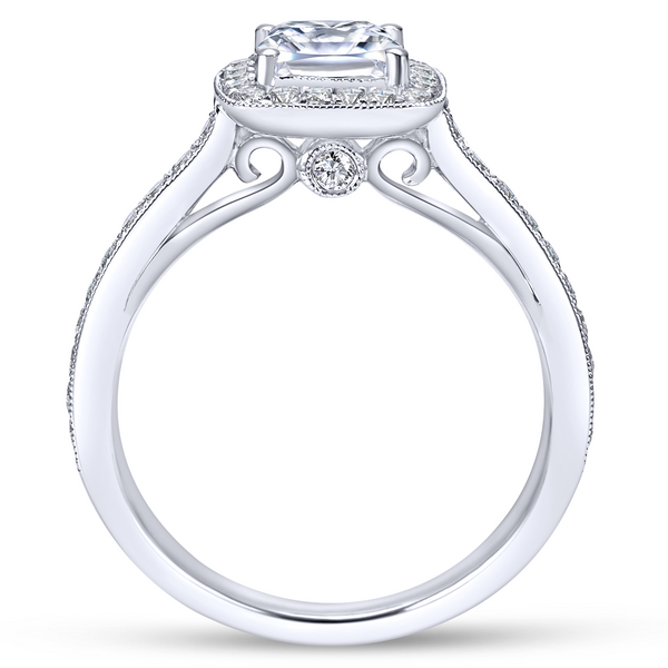 Vintage 14k White Gold Cushion Cut Halo Diamond Engagement Ring Image 3 The Ring Austin Round Rock, TX