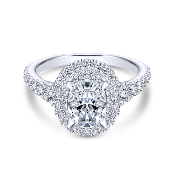 14k White Gold Oval Double Halo Diamond Engagement Ring Image 2 The Ring Austin Round Rock, TX