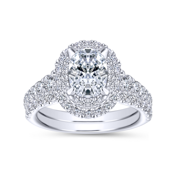 14k White Gold Oval Double Halo Diamond Engagement Ring Image 4 The Ring Austin Round Rock, TX