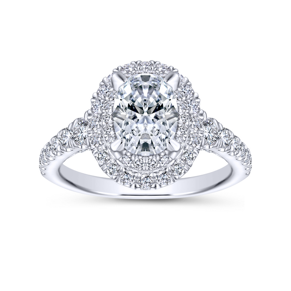 14k White Gold Oval Double Halo Diamond Engagement Ring Image 5 The Ring Austin Round Rock, TX