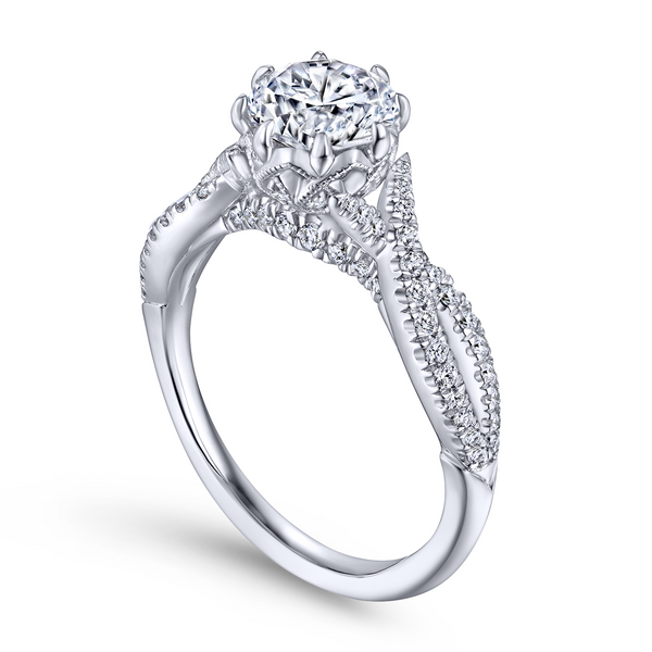14k White Gold Round Twisted Diamond Engagement Ring The Ring Austin Round Rock, TX