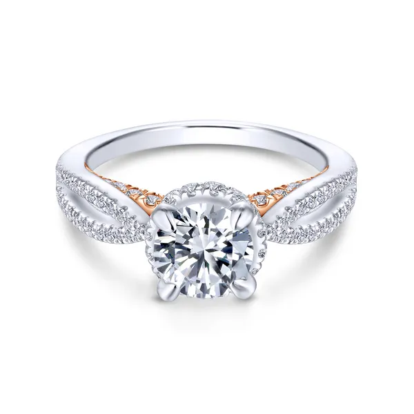 14k White/Rose Gold Round Split Shank Diamond Engagement Ring Image 2 The Ring Austin Round Rock, TX