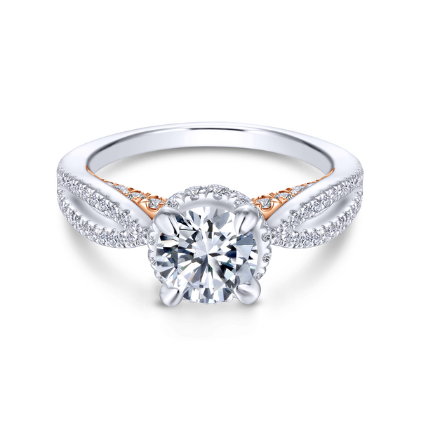 14k White/Rose Gold Round Split Shank Diamond Engagement Ring Image 2 The Ring Austin Round Rock, TX