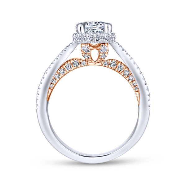 14k White/Rose Gold Round Split Shank Diamond Engagement Ring Image 3 The Ring Austin Round Rock, TX