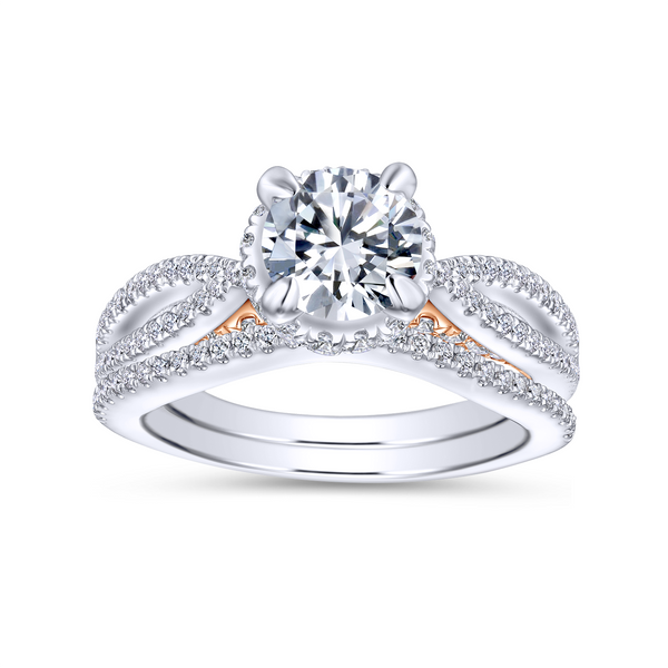 14k White/Rose Gold Round Split Shank Diamond Engagement Ring Image 4 The Ring Austin Round Rock, TX
