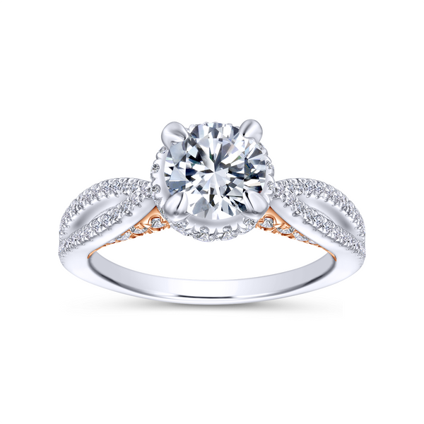 14k White/Rose Gold Round Split Shank Diamond Engagement Ring Image 5 The Ring Austin Round Rock, TX
