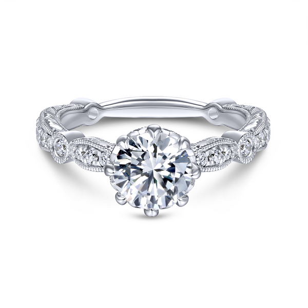 Vintage 14k White Gold Round Straight Diamond Engagement Ring Image 2 The Ring Austin Round Rock, TX