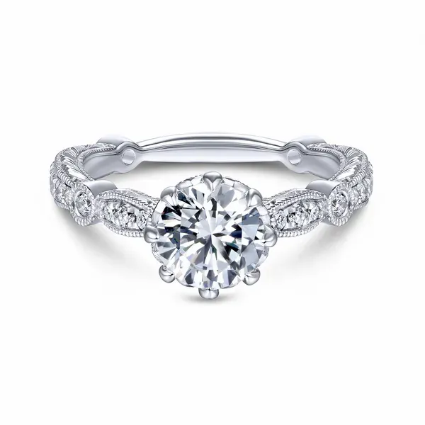 Vintage 14k White Gold Round Straight Diamond Engagement Ring Image 2 The Ring Austin Round Rock, TX