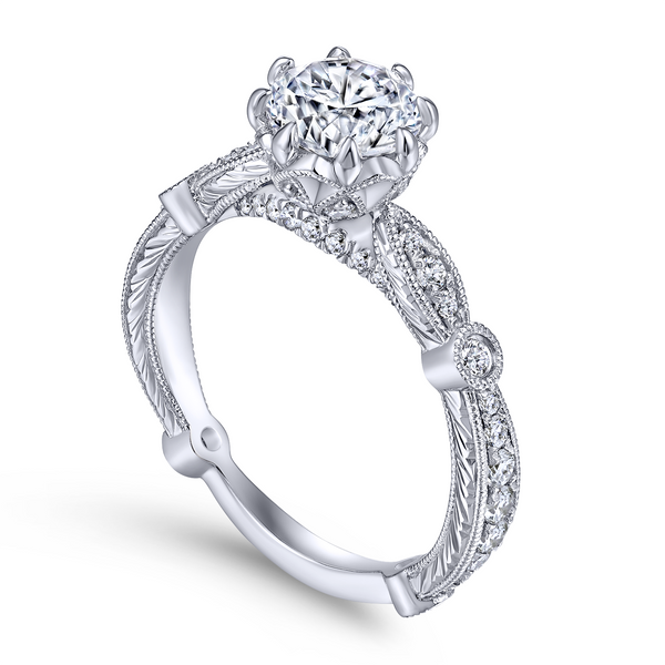 Vintage 14k White Gold Round Straight Diamond Engagement Ring The Ring Austin Round Rock, TX