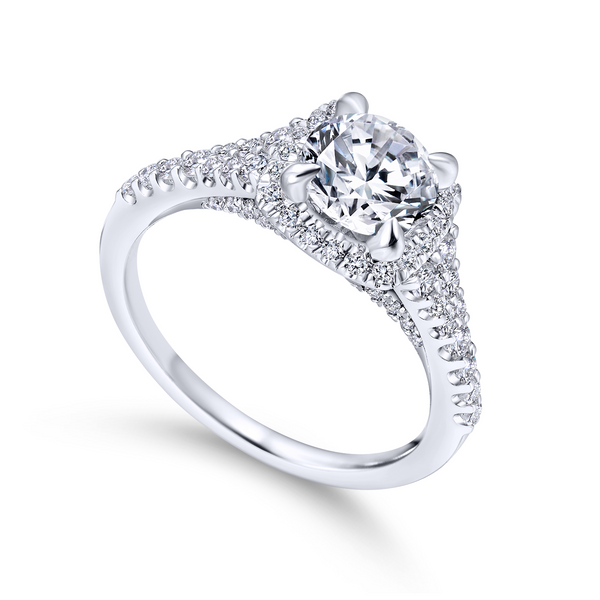 14k White Gold Round Halo Diamond Engagement Ring The Ring Austin Round Rock, TX