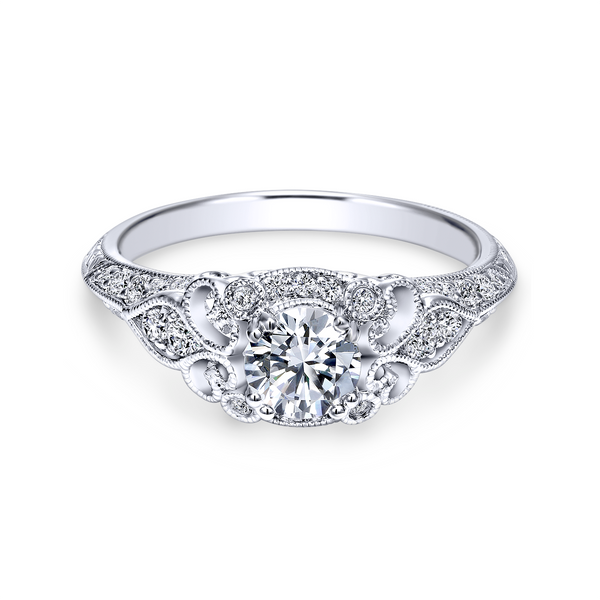 Vintage 14k White Gold Round Halo Diamond Engagement Ring Image 2 The Ring Austin Round Rock, TX