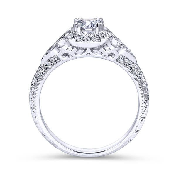 Vintage 14k White Gold Round Halo Diamond Engagement Ring Image 3 The Ring Austin Round Rock, TX