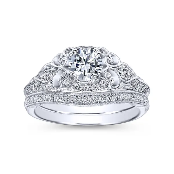 Vintage 14k White Gold Round Halo Diamond Engagement Ring Image 4 The Ring Austin Round Rock, TX