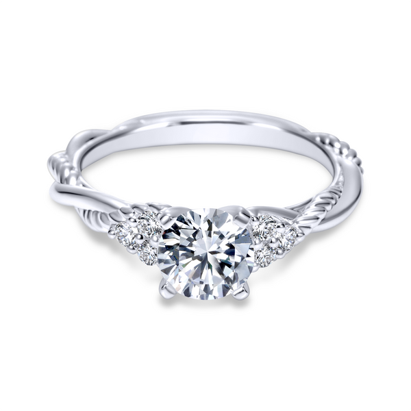 14k White Gold Round Twisted Diamond Engagement Ring Image 2 The Ring Austin Round Rock, TX