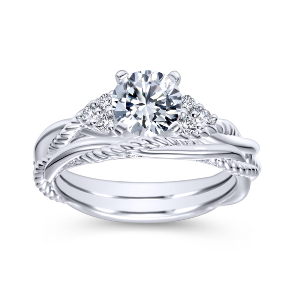 14k White Gold Round Twisted Diamond Engagement Ring Image 4 The Ring Austin Round Rock, TX