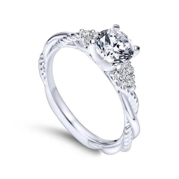 14k White Gold Round Twisted Diamond Engagement Ring The Ring Austin Round Rock, TX