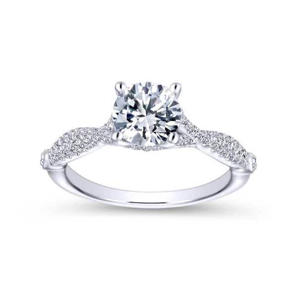 Modern engagement ring, two twisted strands of pave diamonds amp up the sparkle of your round cut center stone Image 5 The Ring Austin Round Rock, TX