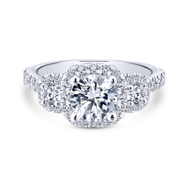 14k White Gold Cushion Cut Halo Diamond Engagement Ring Image 2 The Ring Austin Round Rock, TX