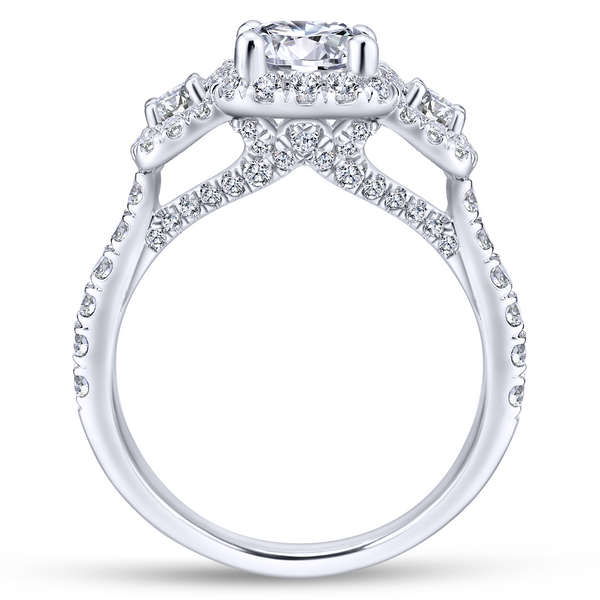 14k White Gold Cushion Cut Halo Diamond Engagement Ring Image 3 The Ring Austin Round Rock, TX