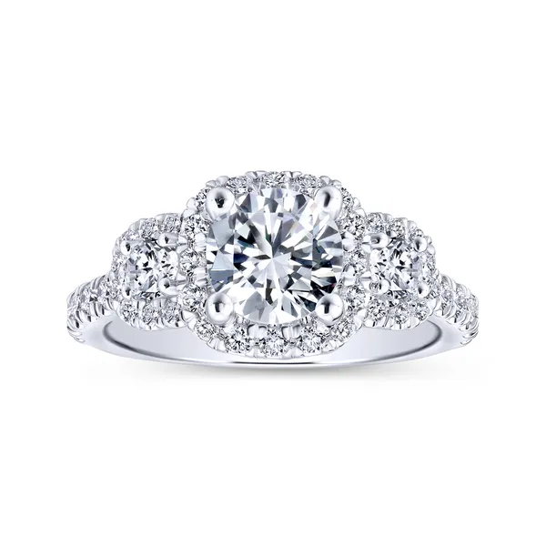 14k White Gold Cushion Cut Halo Diamond Engagement Ring Image 5 The Ring Austin Round Rock, TX