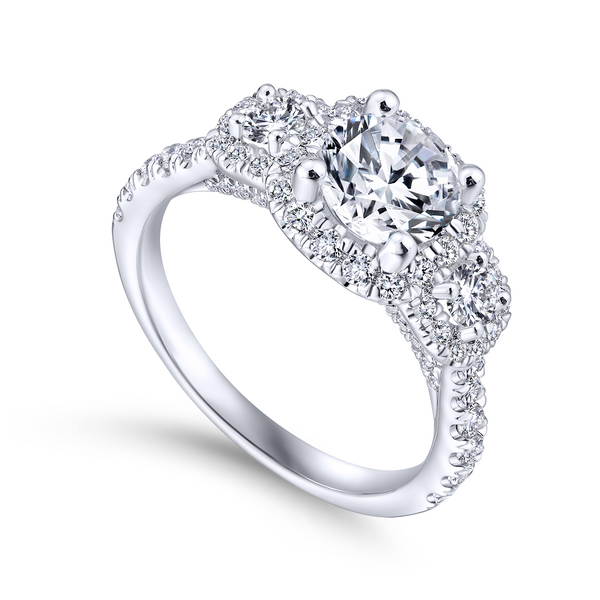 14k White Gold Cushion Cut Halo Diamond Engagement Ring The Ring Austin Round Rock, TX