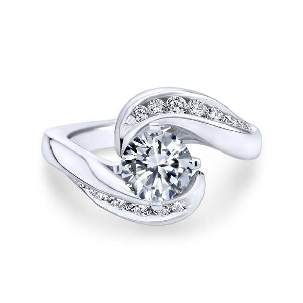 Tapered channels of graduated round diamonds amp up the sparkle in this white gold bypass engagement ring Image 2 The Ring Austin Round Rock, TX