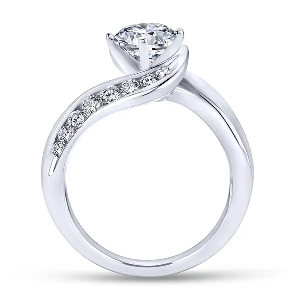 Tapered channels of graduated round diamonds amp up the sparkle in this white gold bypass engagement ring Image 3 The Ring Austin Round Rock, TX