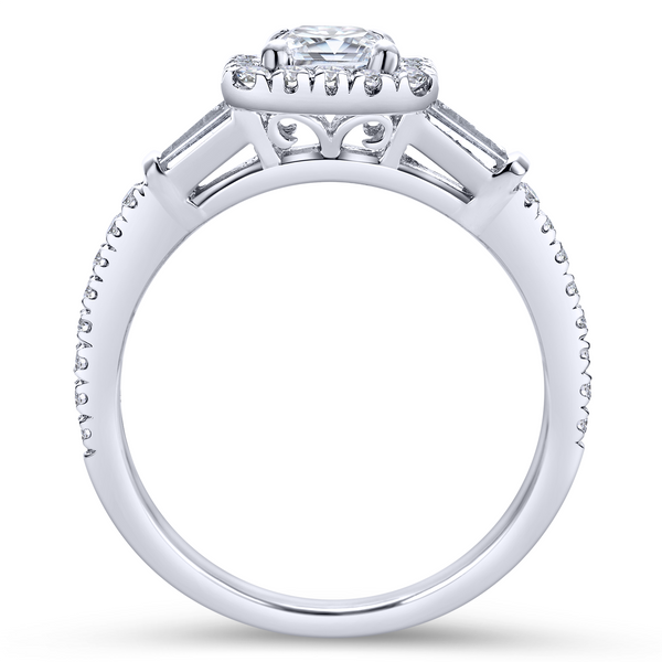 Emerald cut diamond engagement ring is enhanced by a pave diamond halo Image 3 The Ring Austin Round Rock, TX