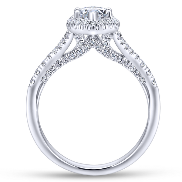 Marquise cut stunner boasts a complementary diamond halo atop an elegant split shank pave diamond band Image 3 The Ring Austin Round Rock, TX
