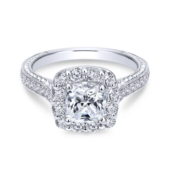 ntricate hand cut etching is incorporated with brilliant pave channeled diamonds on this elegant 14k white gold diamond ring Image 2 The Ring Austin Round Rock, TX