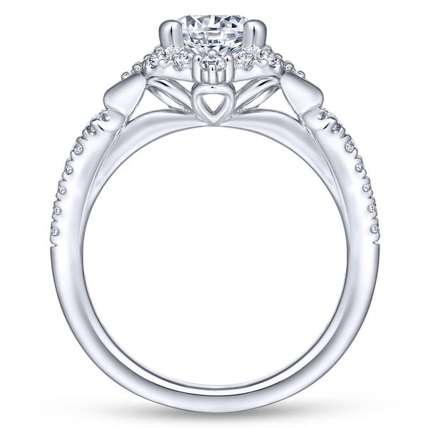 Vintage 14k White Gold Round Halo Diamond Engagement Ring Image 3 The Ring Austin Round Rock, TX