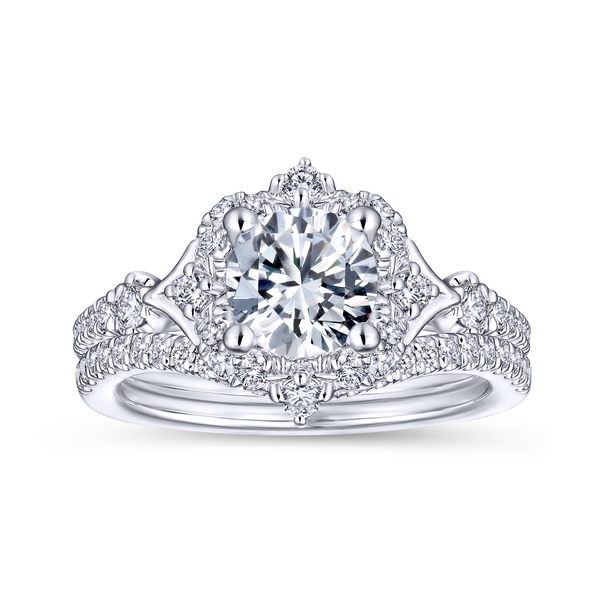 Vintage 14k White Gold Round Halo Diamond Engagement Ring Image 4 The Ring Austin Round Rock, TX