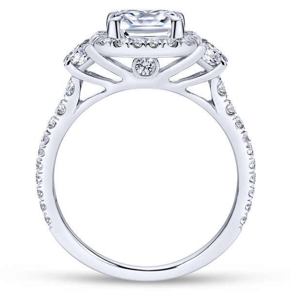 3 stone engagement ring style with a scalloped 14k white gold and diamond band Image 3 The Ring Austin Round Rock, TX